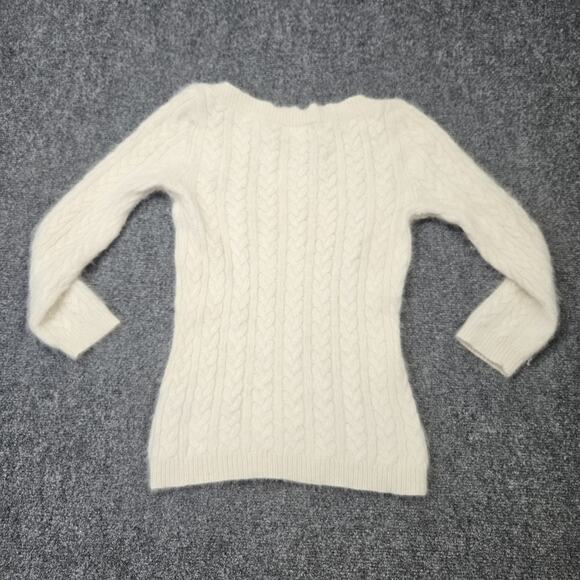 Lauren Ralph Lauren Medium Sweater Cream Angora Wool Soft Cable Knit‎ Cozy - Picture 3 of 7